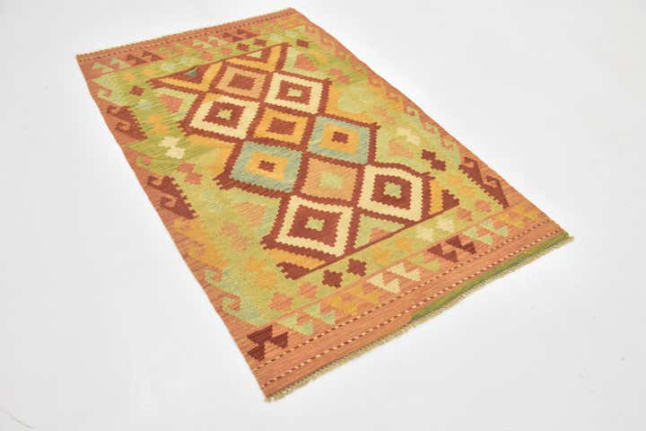 3' x 4' 10 Hand Woven Kilim Waziri Wool Rug