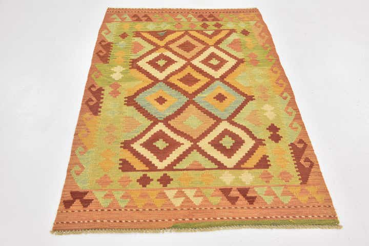 3' x 4' 10 Hand Woven Kilim Waziri Wool Rug