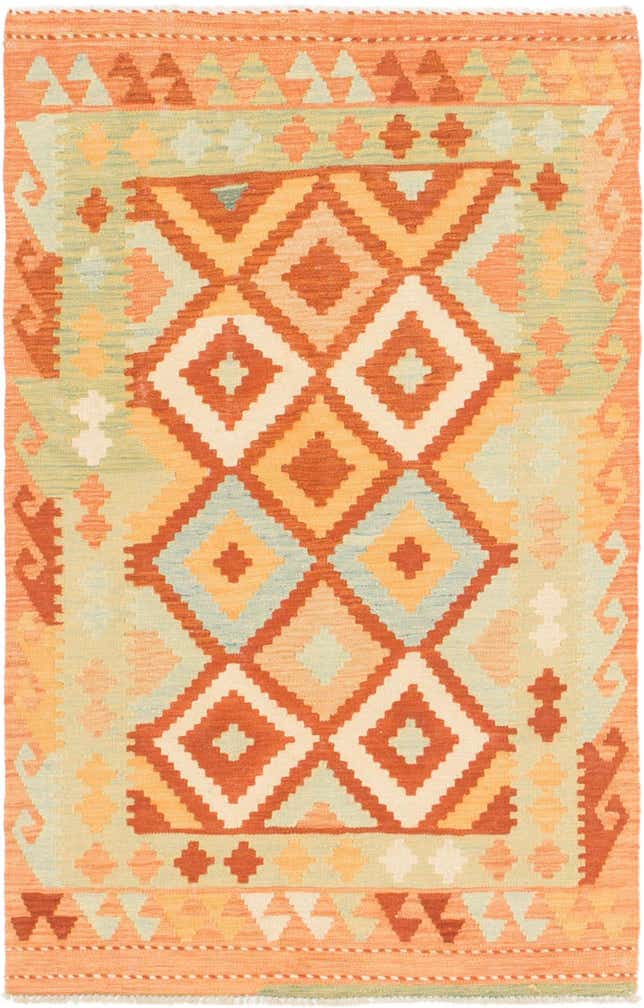 3' x 4' 10 Hand Woven Kilim Waziri Wool Rug