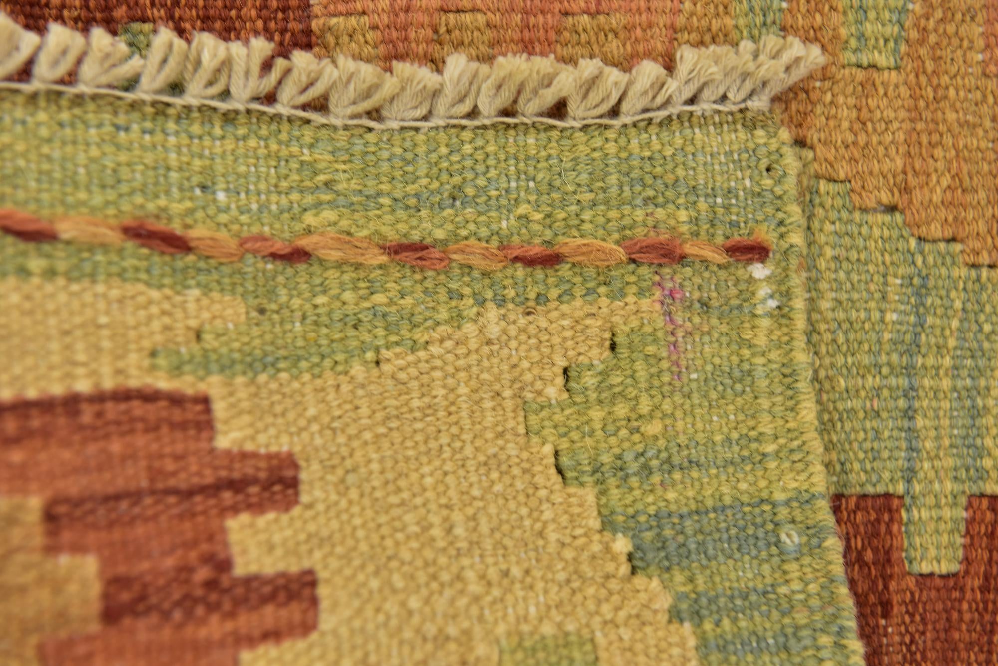 3' 2 x 4' 10 Hand Woven Kilim Waziri Wool Rug