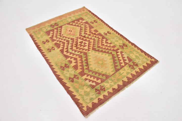 3' x 4' 9 Hand Woven Kilim Waziri Wool Rug