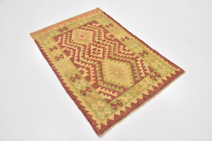 Detail image of 3' x 4' 9 Hand Woven Kilim Waziri Wool Rug