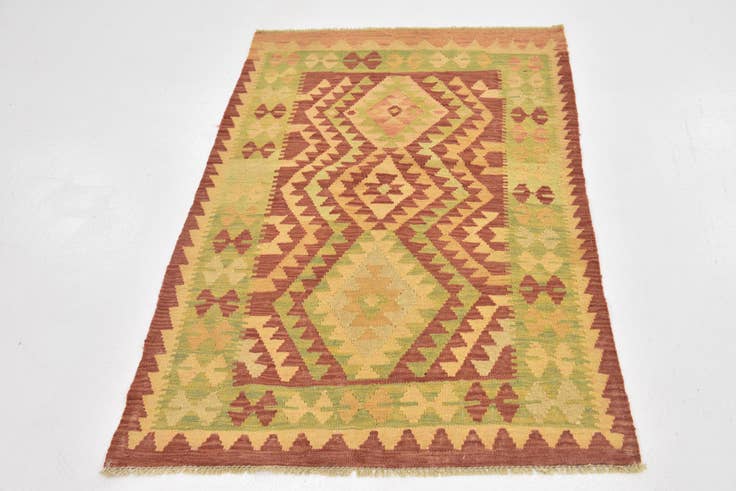 Detail image of 3' x 4' 9 Hand Woven Kilim Waziri Wool Rug