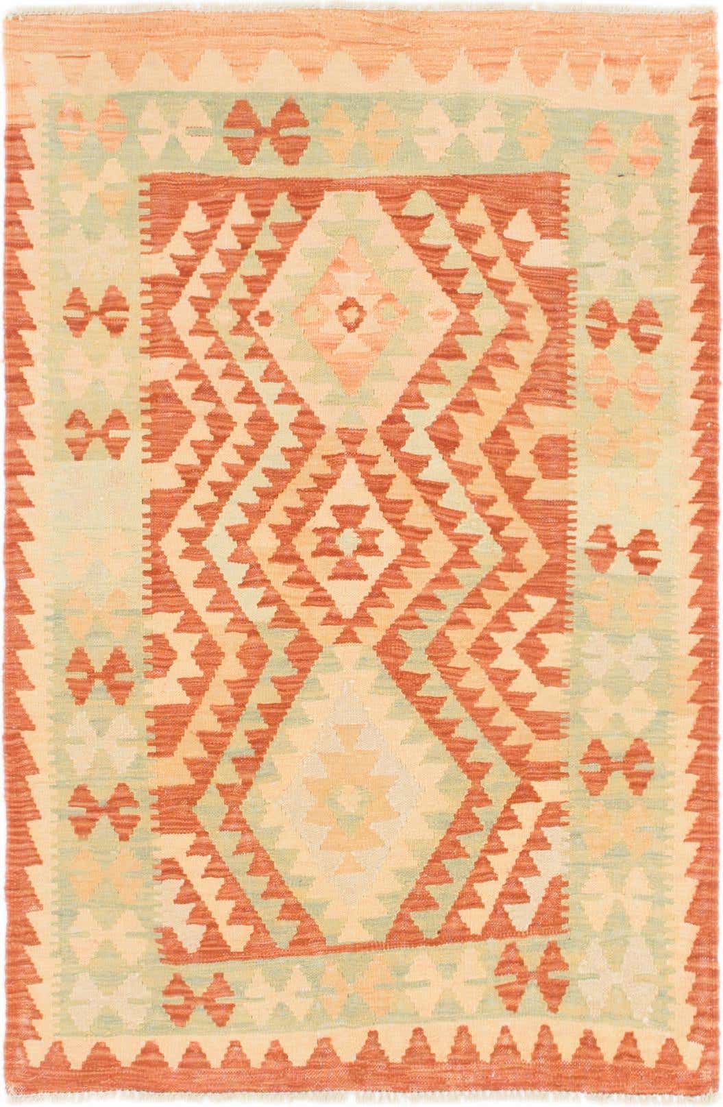 3' x 4' 9 Hand Woven Kilim Waziri Wool Rug