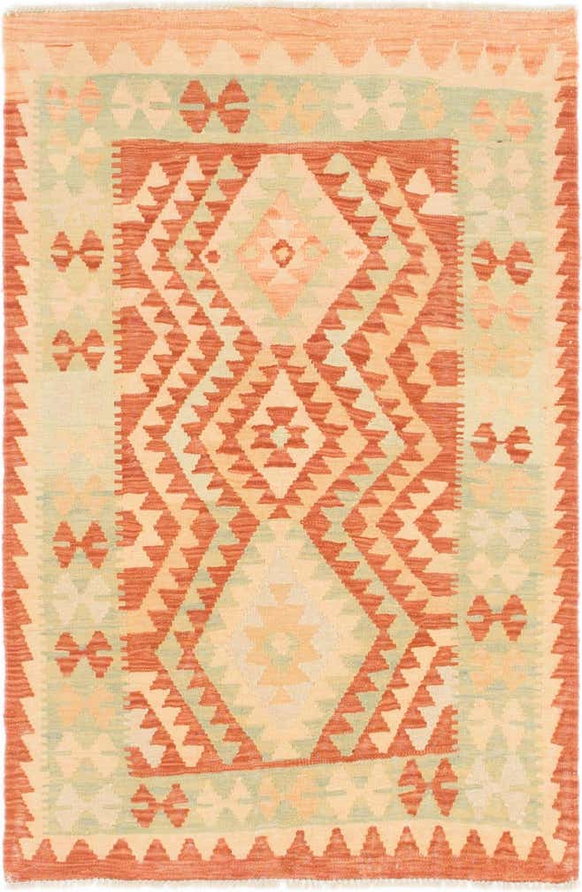 3' x 4' 9 Hand Woven Kilim Waziri Wool Rug