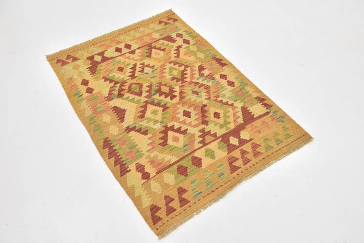 Detail image of 2' 9 x 4' Hand Woven Kilim Waziri Wool Rug