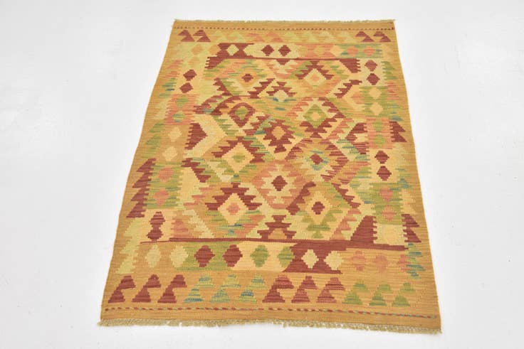 Detail image of 2' 9 x 4' Hand Woven Kilim Waziri Wool Rug