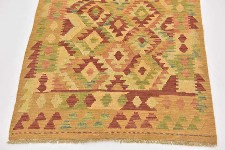 2' 9 x 4' Hand Woven Kilim Waziri Wool Rug