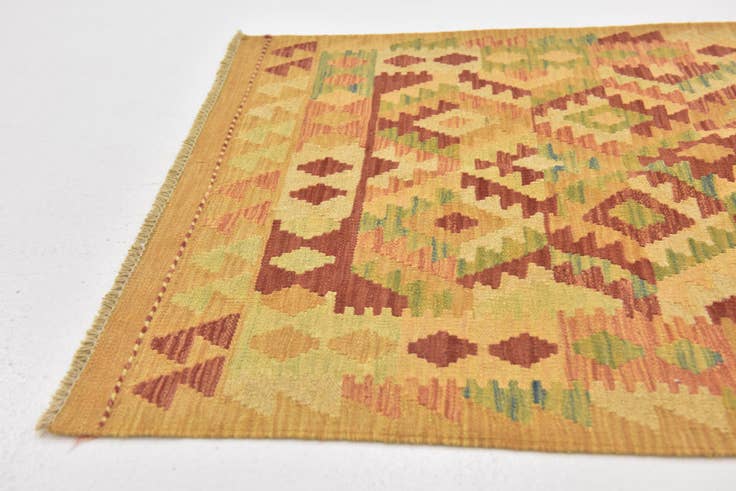 Detail image of 2' 9 x 4' Hand Woven Kilim Waziri Wool Rug