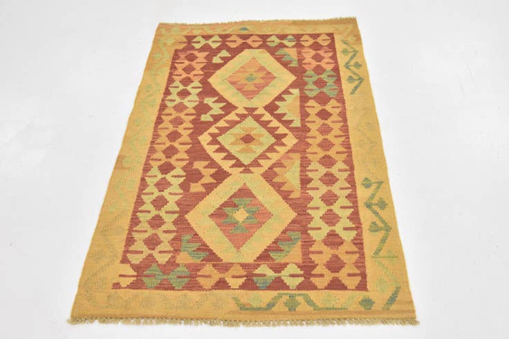 Detailansicht von 85cm x 130cm Handgewebt Kilim Waziri Wolle Teppich
