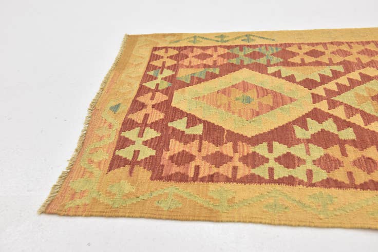 Detailansicht von 85cm x 130cm Handgewebt Kilim Waziri Wolle Teppich