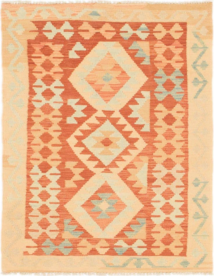 Detail image of 2' 9 x 4' 3 Hand Woven Kilim Waziri Wool Rug