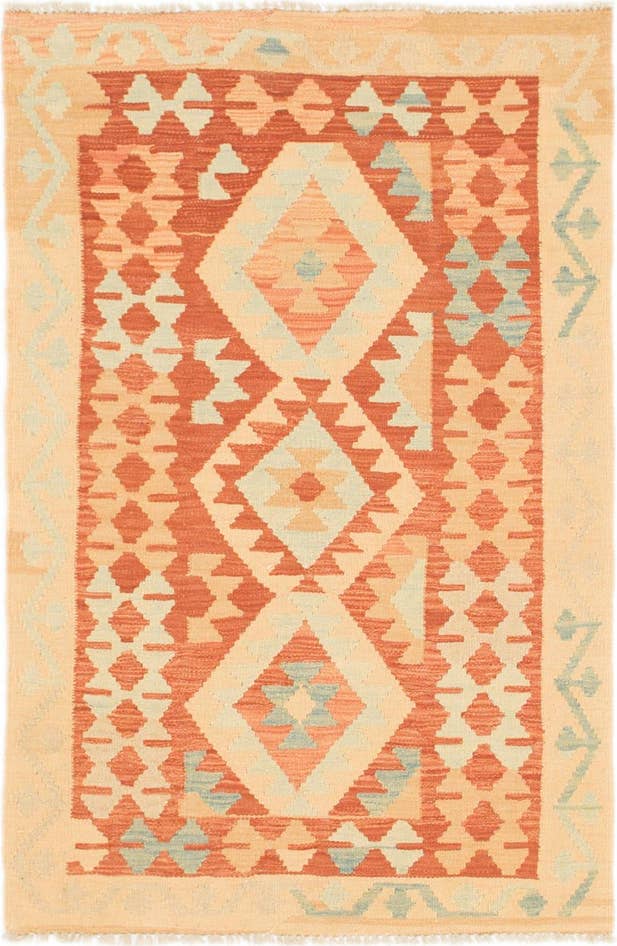 Detailansicht von 85cm x 130cm Handgewebt Kilim Waziri Wolle Teppich