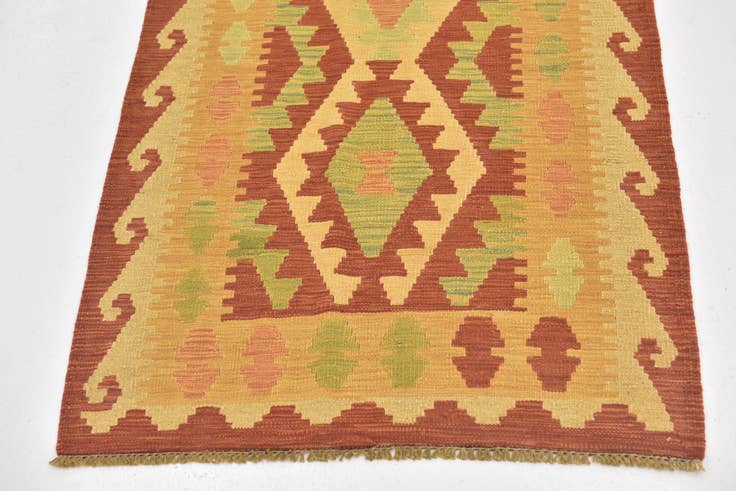Detail image of 2' 7 x 4' 2 Hand Woven Kilim Waziri Wool Rug