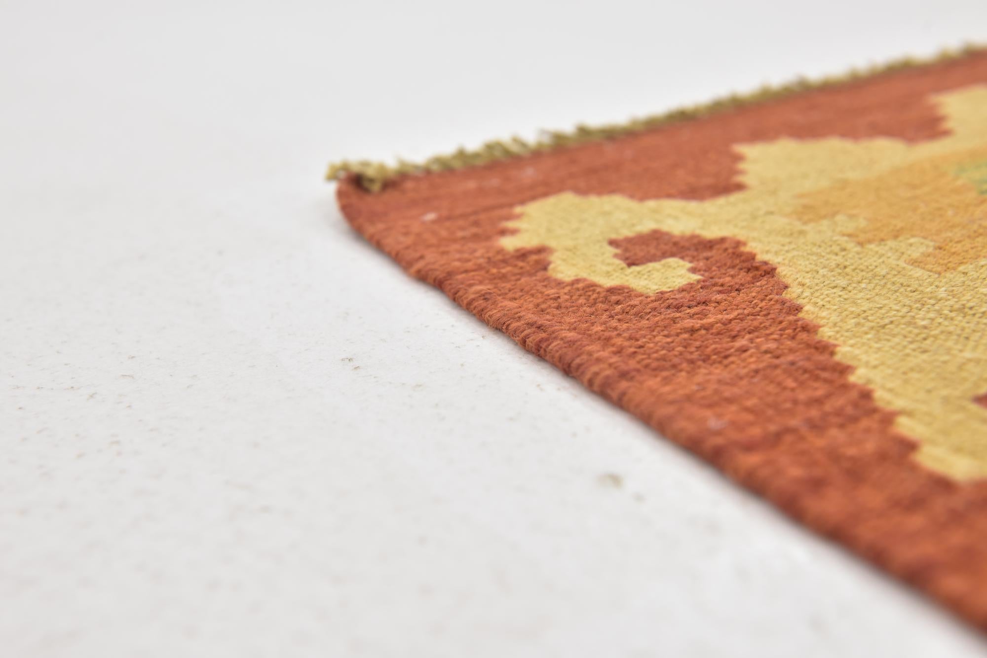2' 7 x 4' 2 Hand Woven Kilim Waziri Wool Rug
