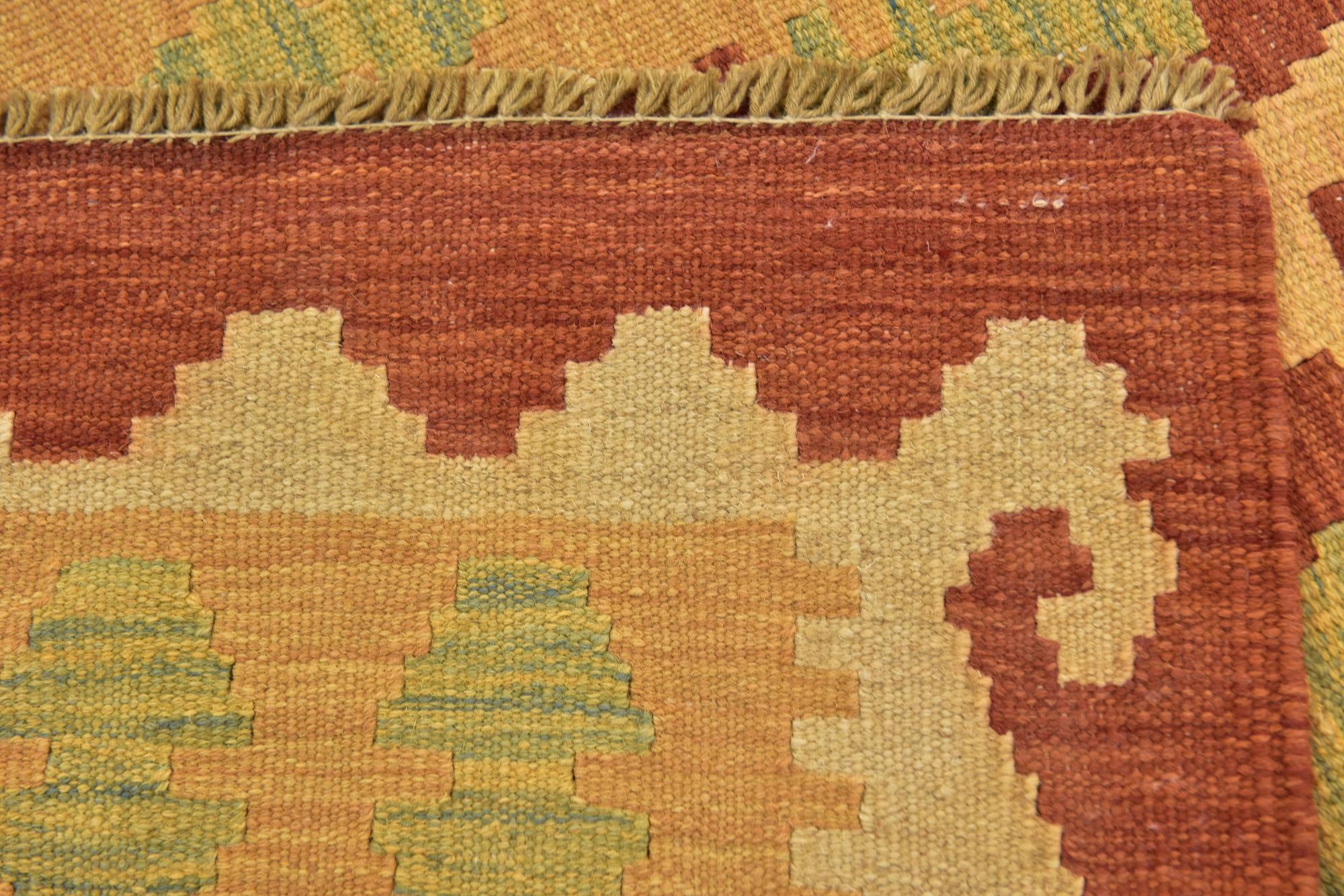 2' 7 x 4' 2 Hand Woven Kilim Waziri Wool Rug
