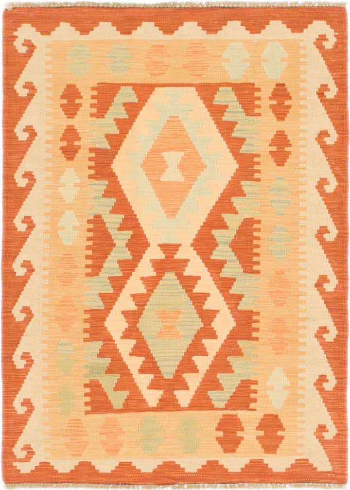 2' 7 x 4' 2 Hand Woven Kilim Waziri Wool Rug
