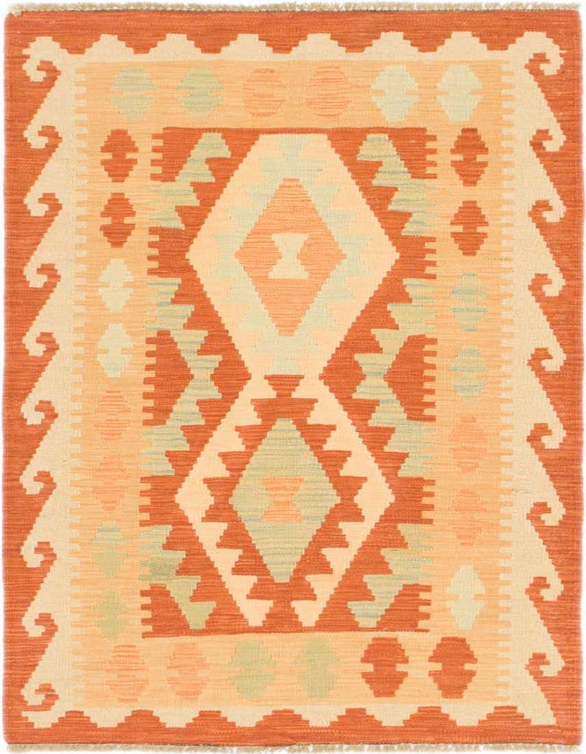 2' 7 x 4' 2 Hand Woven Kilim Waziri Wool Rug