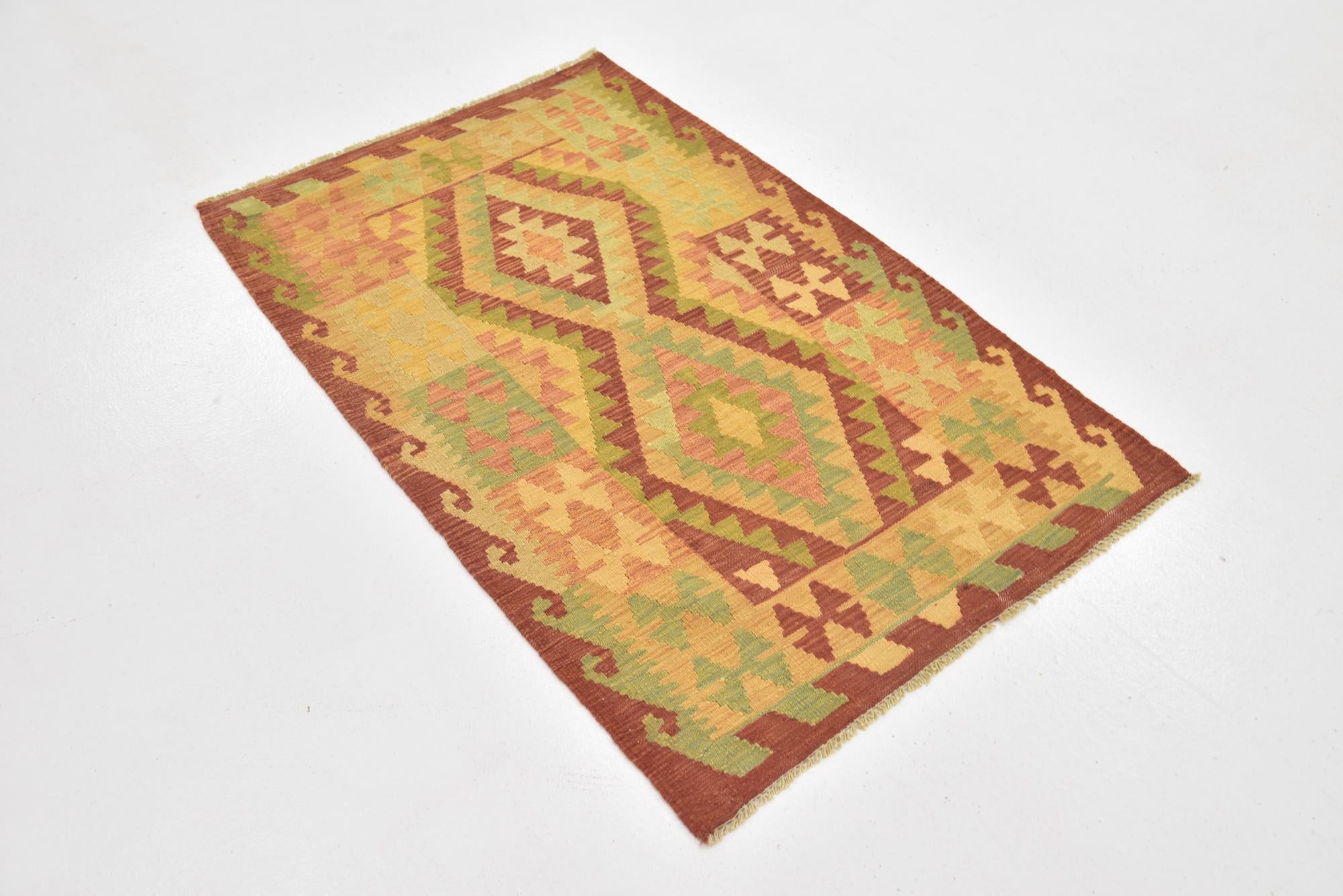2' 8 x 4' 4 Hand Woven Kilim Waziri Wool Rug