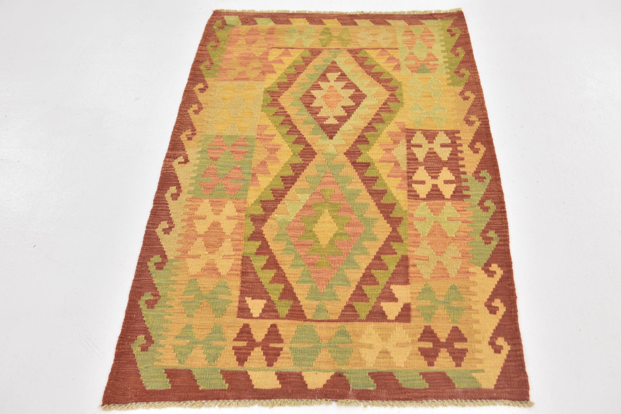 2' 8 x 4' 4 Hand Woven Kilim Waziri Wool Rug