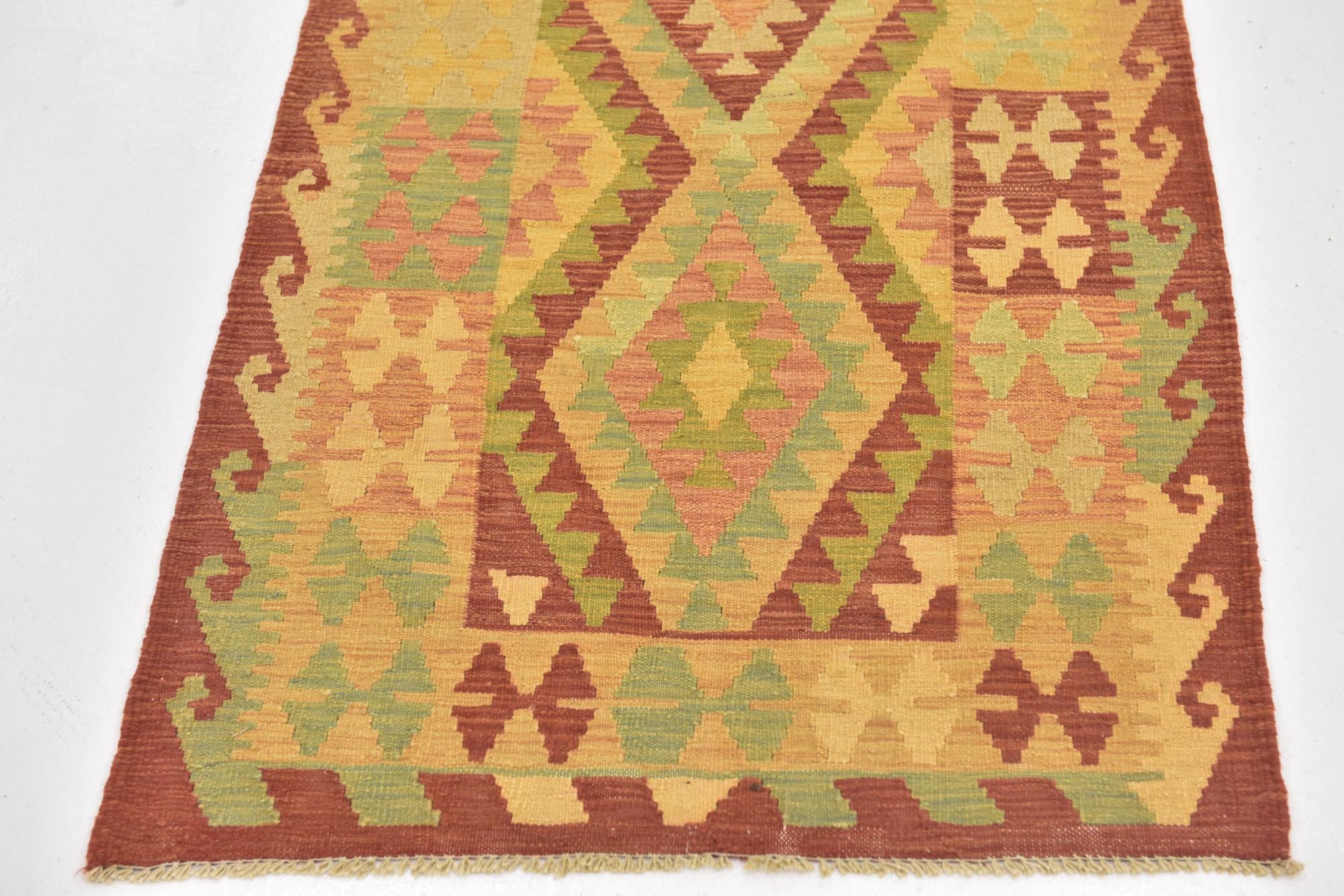 2' 8 x 4' 4 Hand Woven Kilim Waziri Wool Rug