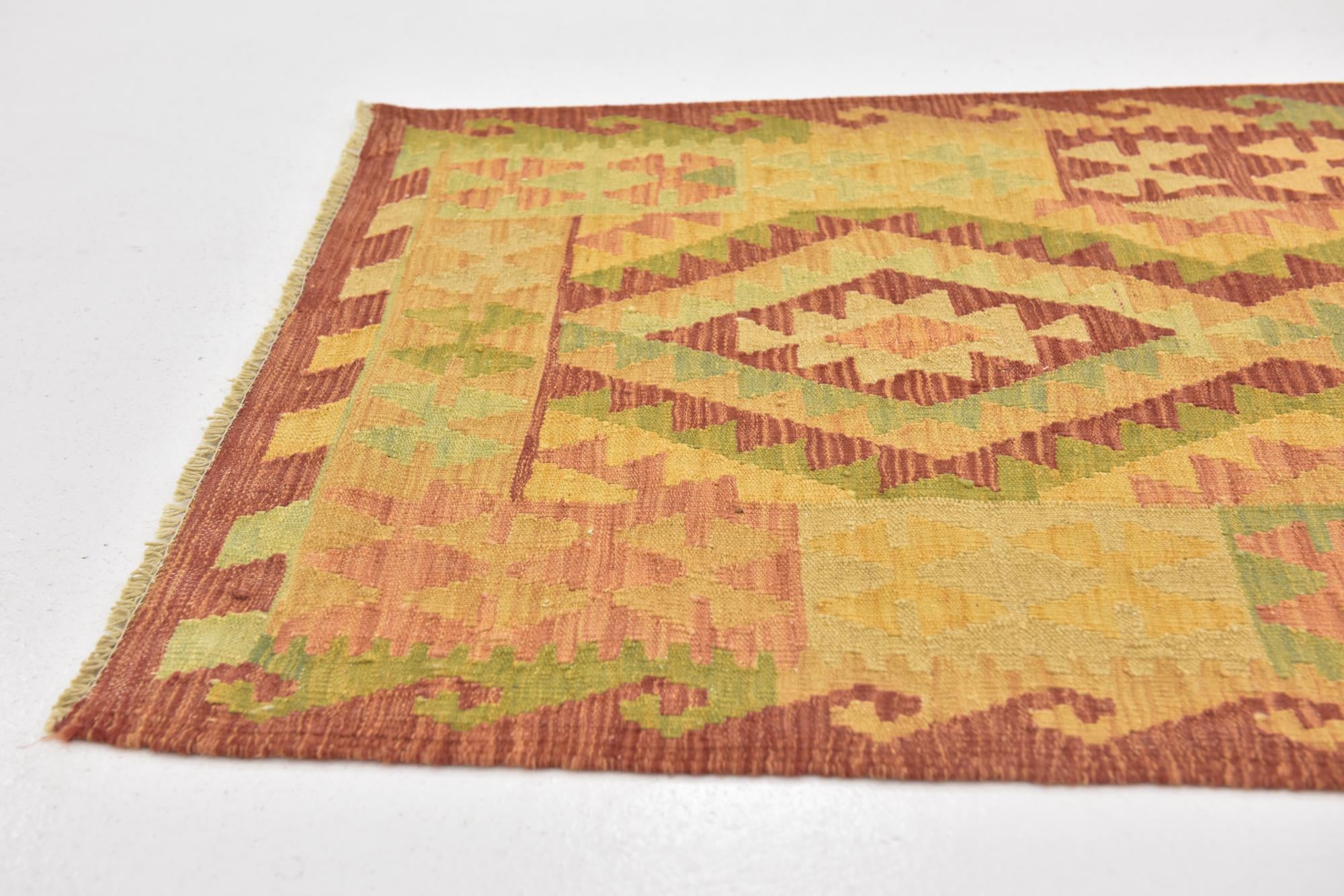 2' 8 x 4' 4 Hand Woven Kilim Waziri Wool Rug