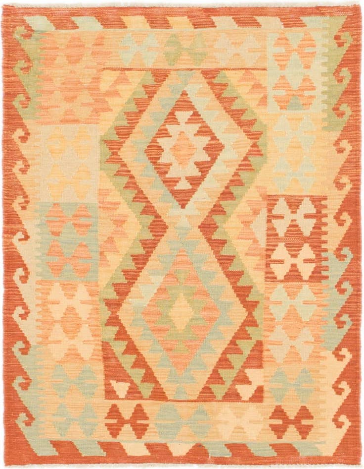 Detail image of 2' 8 x 4' 4 Hand Woven Kilim Waziri Wool Rug