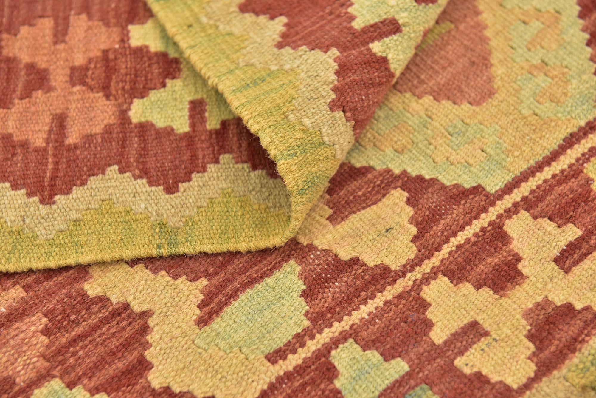 2' 10 x 4' 2 Hand Woven Kilim Waziri Wool Rug