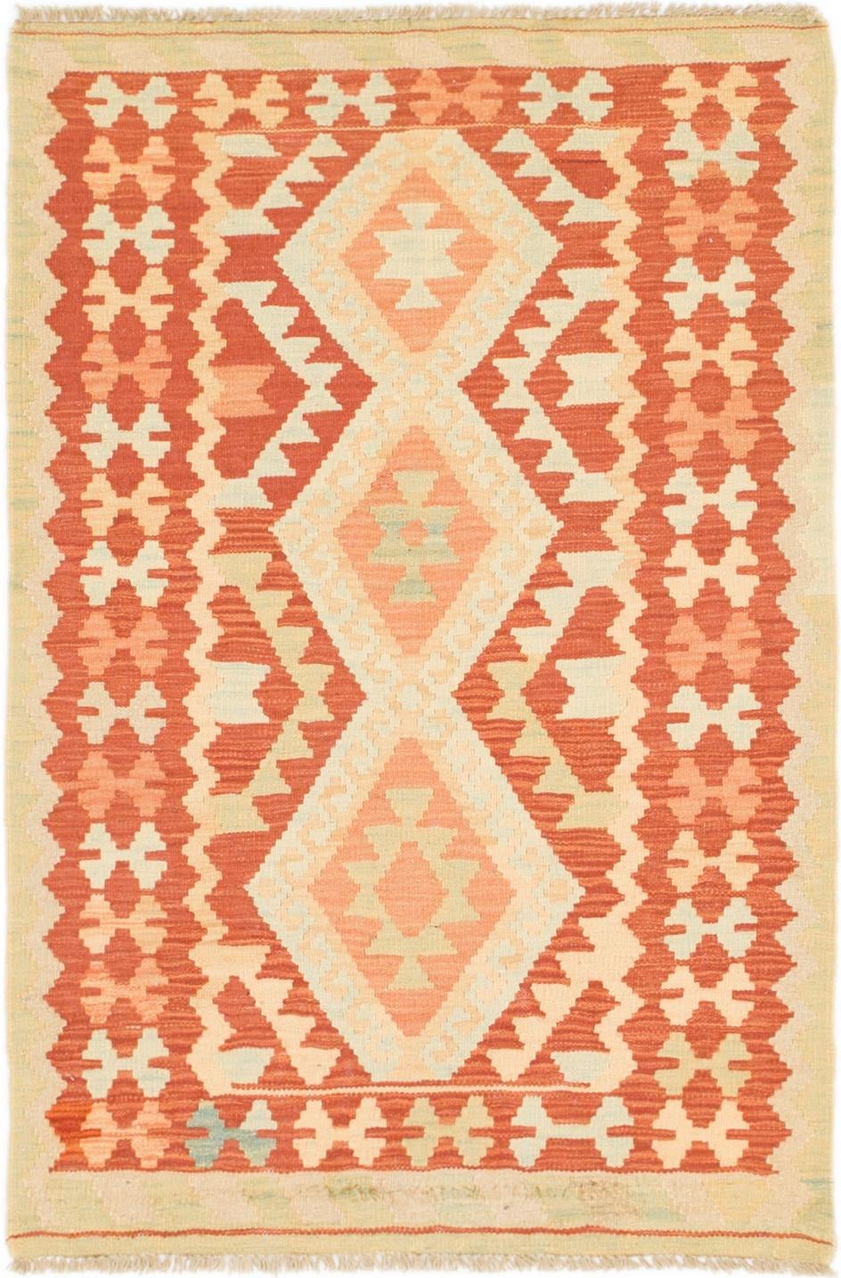 2' 10 x 4' 2 Hand Woven Kilim Waziri Wool Rug