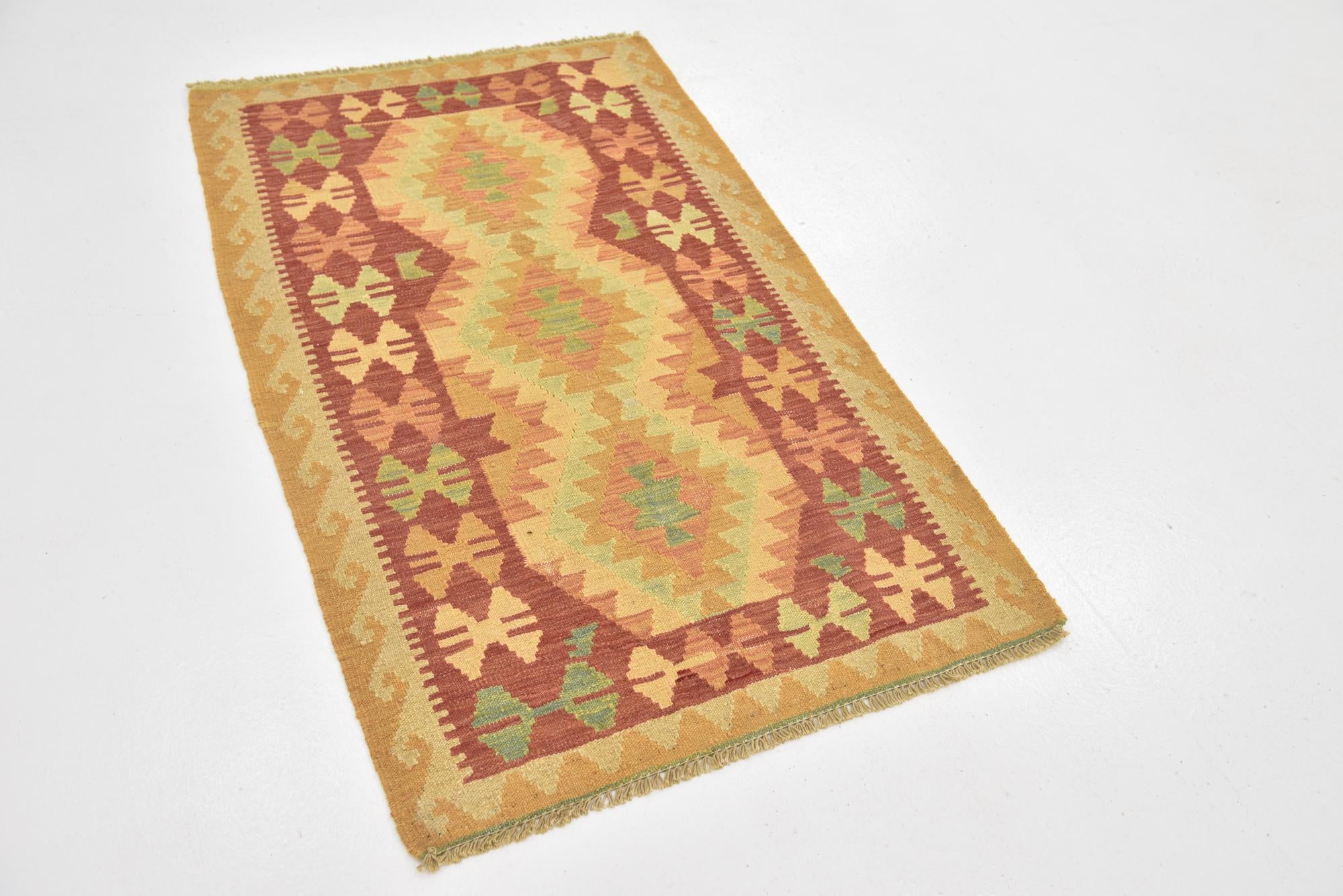 2' 8 x 4' 4 Hand Woven Kilim Waziri Wool Rug