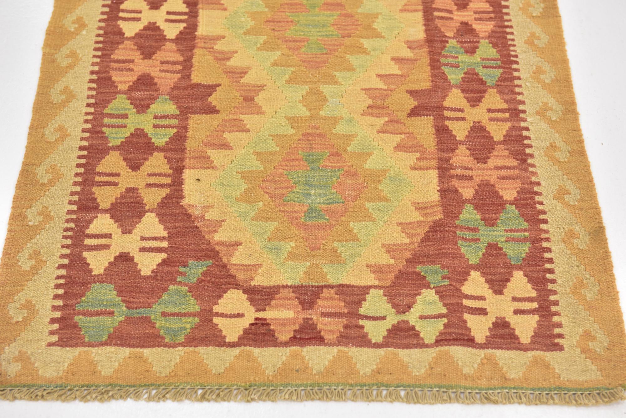 2' 8 x 4' 4 Hand Woven Kilim Waziri Wool Rug