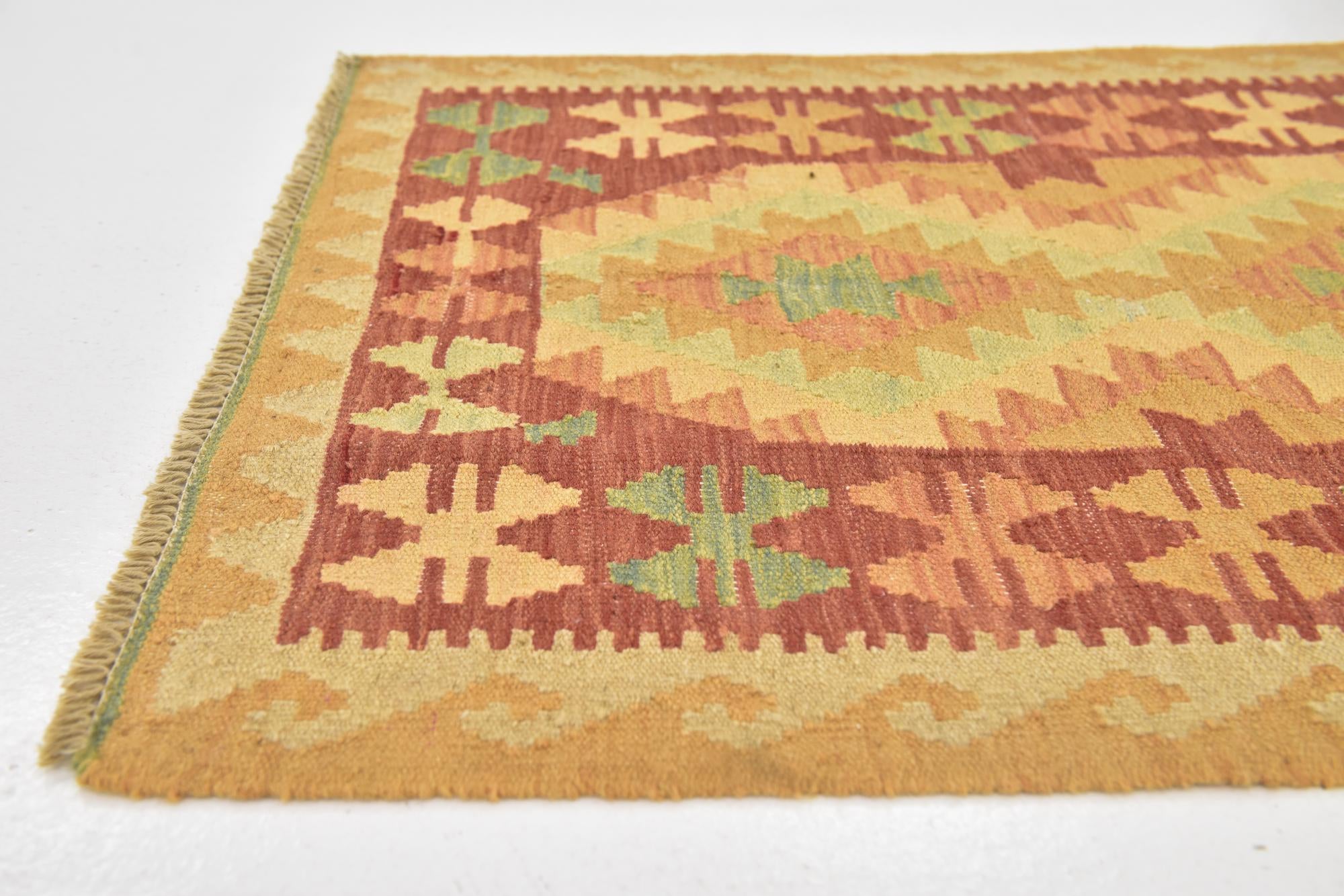 2' 8 x 4' 4 Hand Woven Kilim Waziri Wool Rug