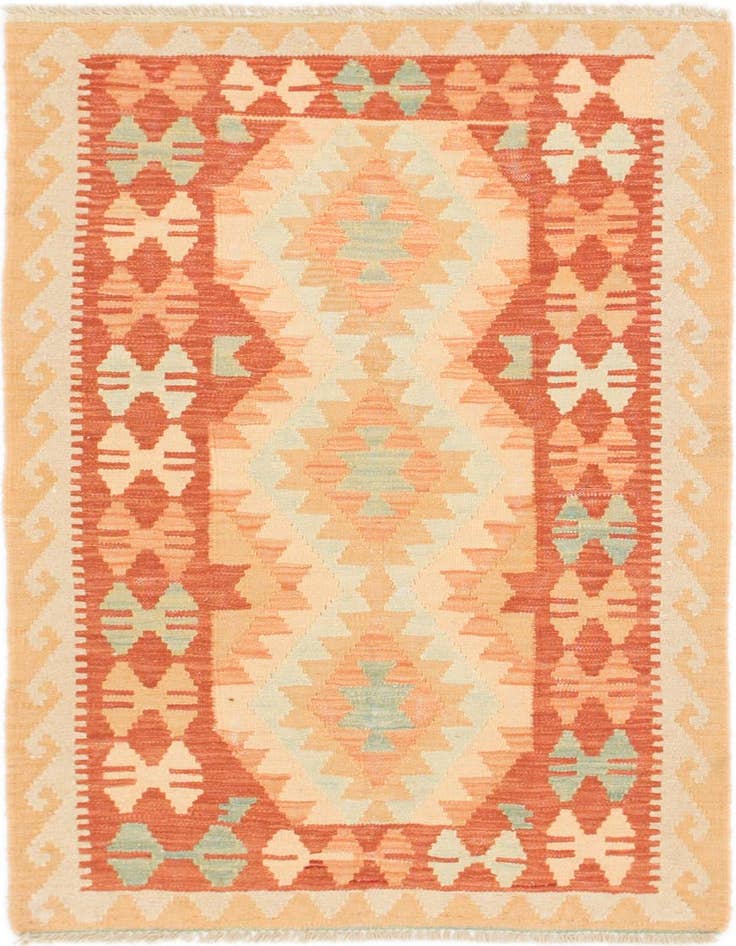 Detail image of 2' 8 x 4' 4 Hand Woven Kilim Waziri Wool Rug