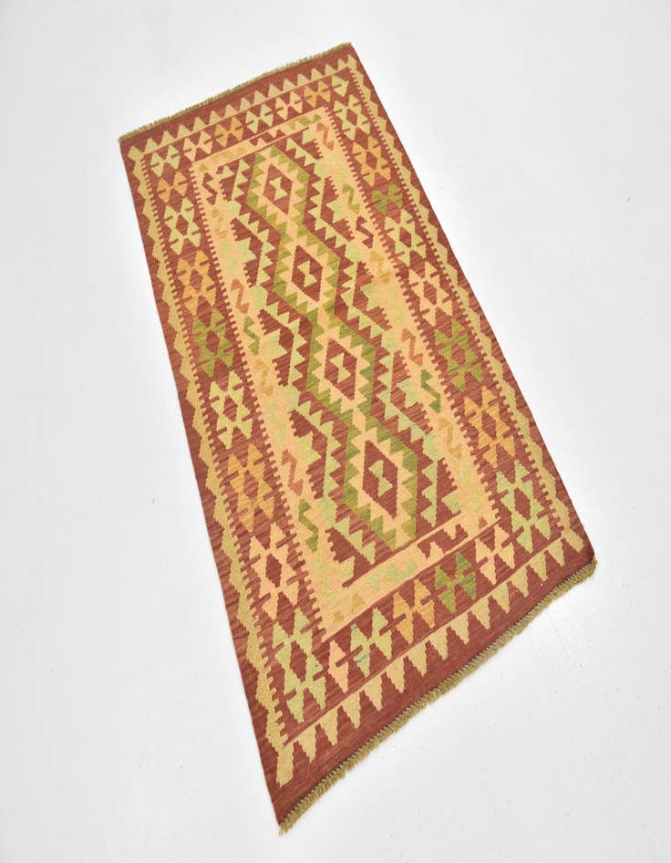 Detail image of 2' 10 x 4' 6 Hand Woven Kilim Waziri Wool Rug