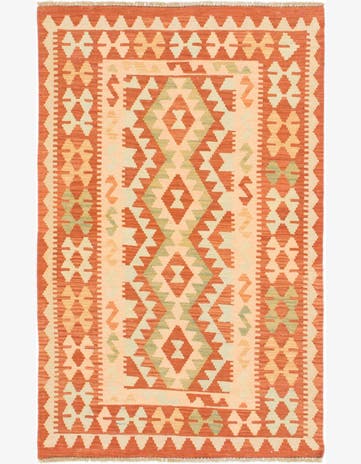 2' 10 x 4' 6 Hand Woven Kilim Waziri Wool Rug