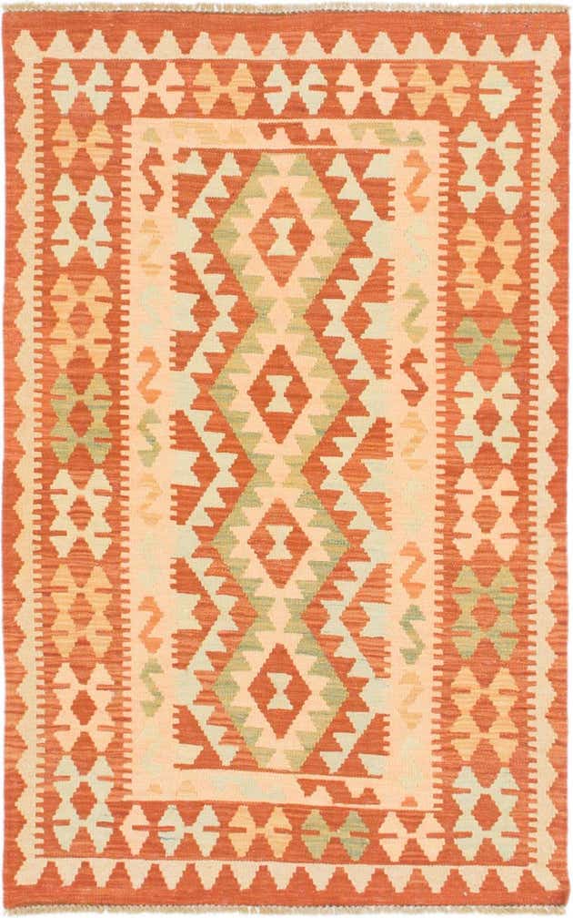 2' 10 x 4' 6 Hand Woven Kilim Waziri Wool Rug
