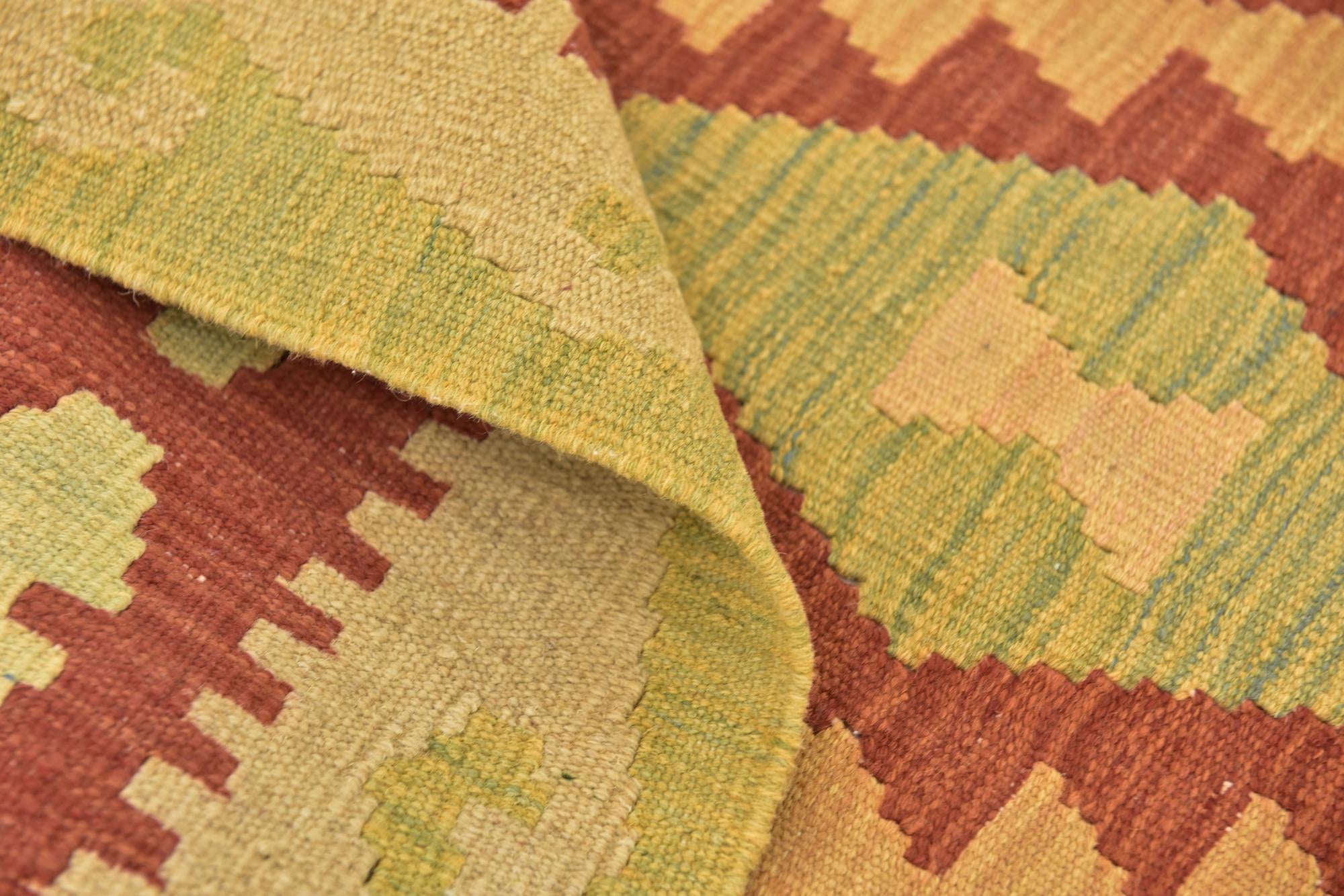 2' 6 x 4' 2 Hand Woven Kilim Waziri Wool Rug