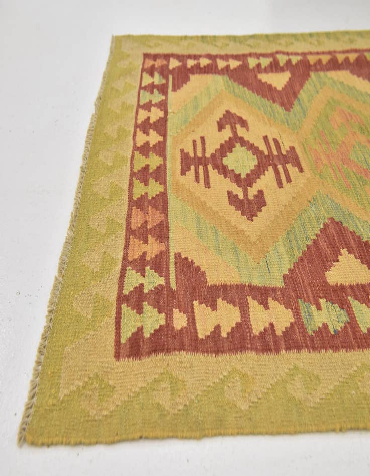Detail image of 2' 10 x 4' 3  Hand Woven Kilim Waziri Wool Rug
