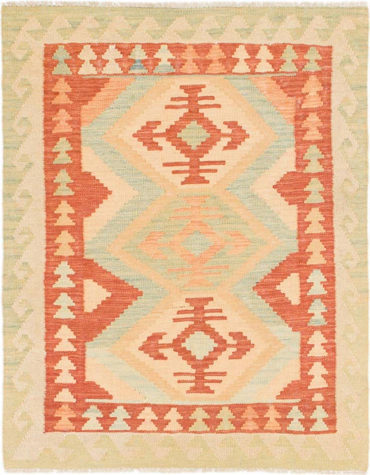 Detail image of 2' 10 x 4' 3 Hand Woven Kilim Waziri Wool Rug