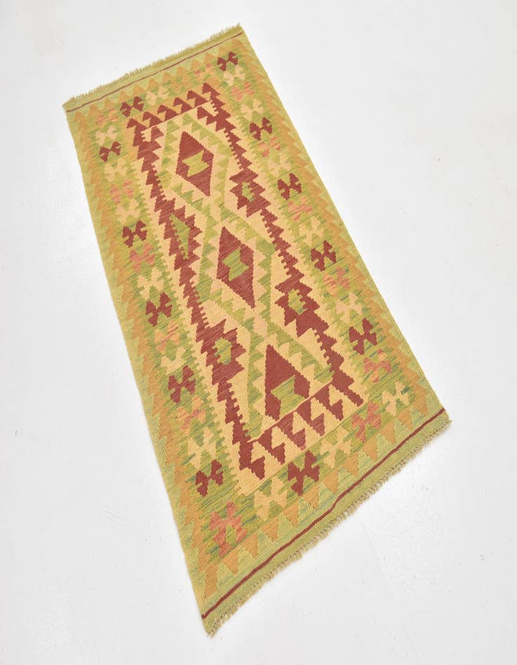 Detail image of 2' 7 x 4' 4  Hand Woven Kilim Waziri Wool Rug