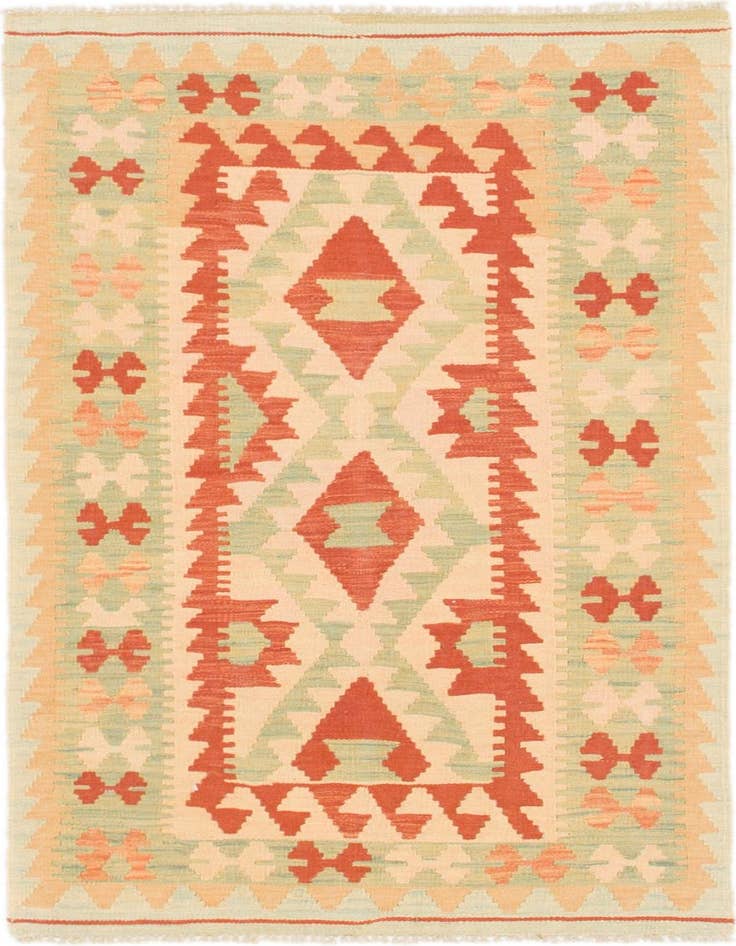 Detail image of 2' 7 x 4' 4 Hand Woven Kilim Waziri Wool Rug