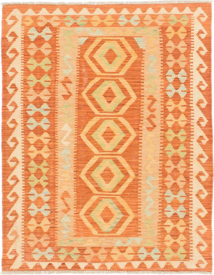 Detail image of 2' 9 x 4' 6 Hand Woven Kilim Waziri Wool Rug