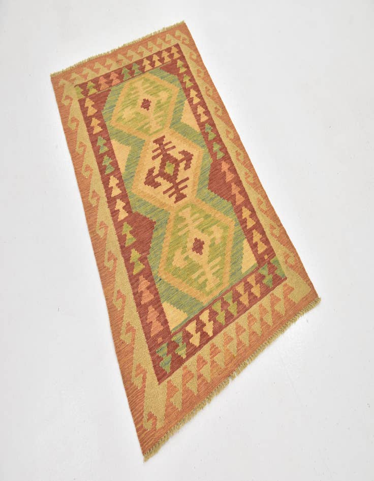 Detail image of 2' 10 x 4' 3  Hand Woven Kilim Waziri Wool Rug