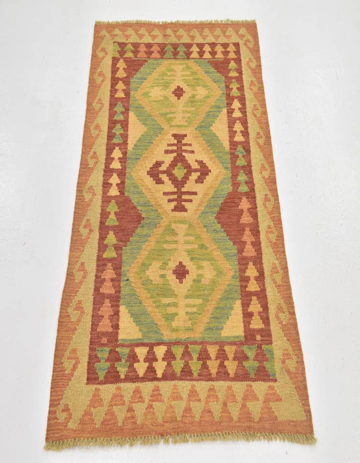 Detail image of 2' 10 x 4' 3  Hand Woven Kilim Waziri Wool Rug