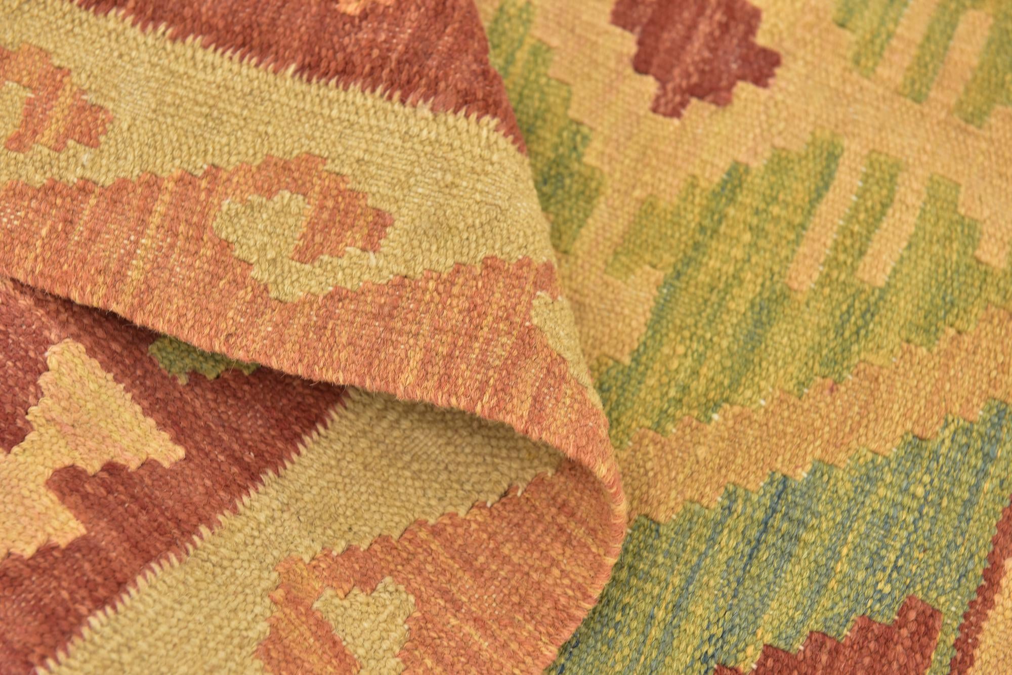 2' 10 x 4' 3 Hand Woven Kilim Waziri Wool Rug
