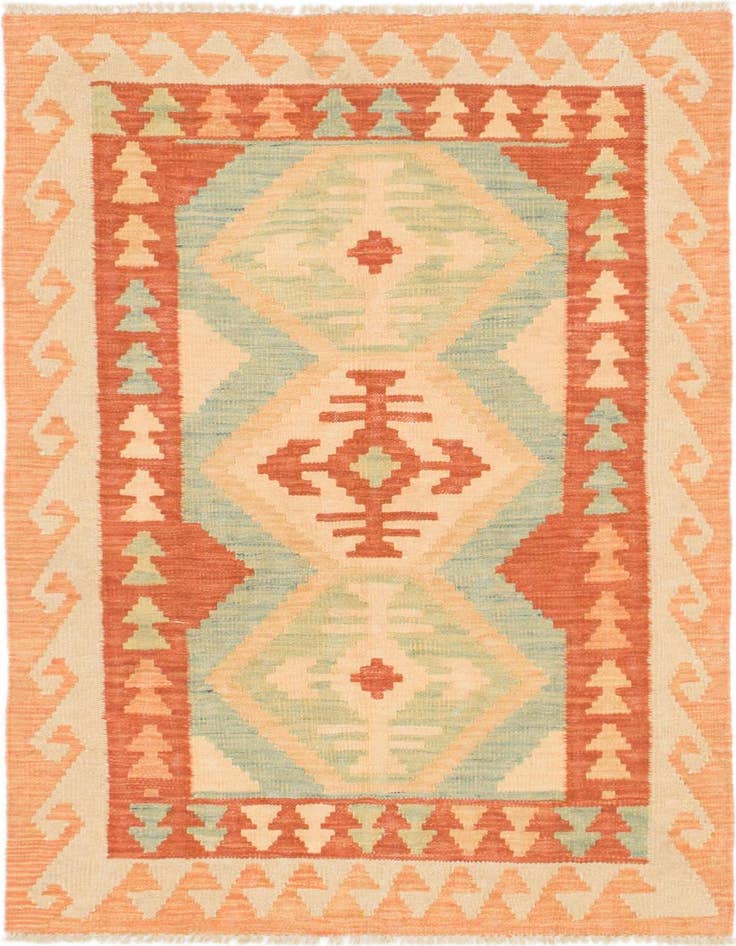 Detail image of 2' 10 x 4' 3 Hand Woven Kilim Waziri Wool Rug