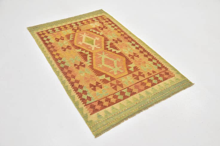 Detail image of 3' x 4' 10 Hand Woven Kilim Waziri Wool Rug