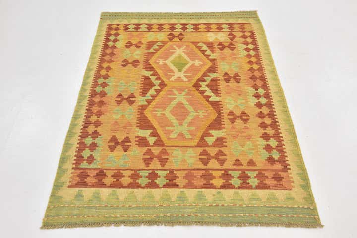 3' x 4' 10 Hand Woven Kilim Waziri Wool Rug