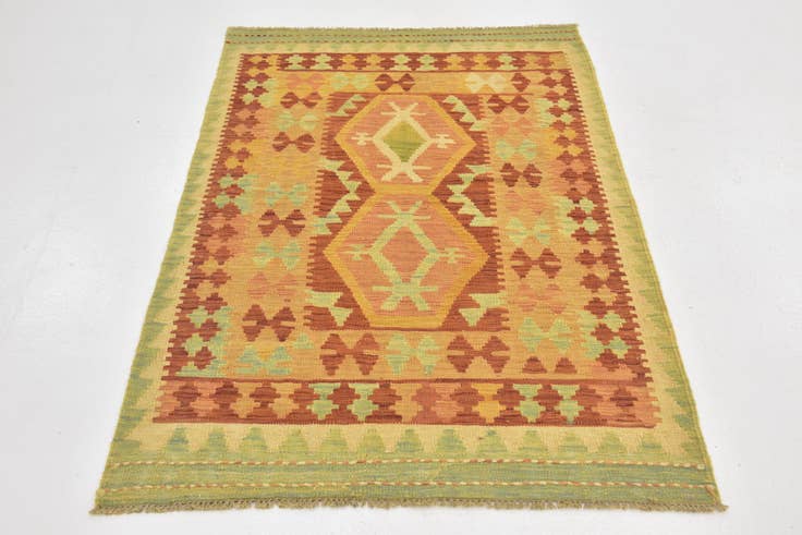 Detail image of 3' x 4' 10 Hand Woven Kilim Waziri Wool Rug