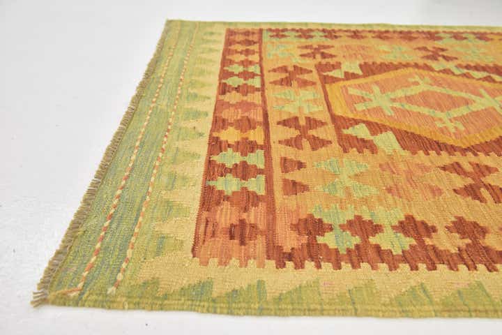 3' x 4' 10 Hand Woven Kilim Waziri Wool Rug